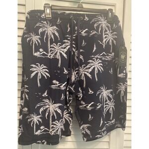Mens Navy RF Board Surf Swimming Trunks W/ Drawstring. SMALL 28x10